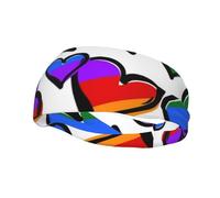 Fasce per capelli con cuori colorati arcobaleno per uomo e donna, fascia per capelli da corsa, fascia traspirante per palestra