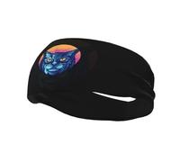 Fasce per capelli con gatto e luna, per uomo e donna, antiscivolo, traspiranti, per palestra, basket, yoga