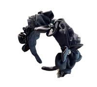 Fasce per capelli con grandi fiori per donne e ragazze, accessori per capelli da sposa, accessori per capelli da damigella d'onore, nero