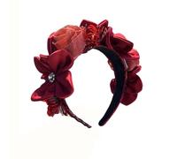 Fasce per capelli con grandi fiori per donne e ragazze, accessori per capelli da sposa, accessori per capelli da damigella d'onore, rosso vino