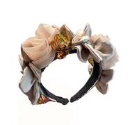 Fasce per capelli con grandi fiori per donne e ragazze, accessori per capelli da sposa, accessori per capelli da damigella d'onore, kaki