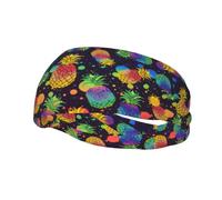 Fasce per capelli con motivo arcobaleno di frutta senza cuciture, per uomo e donna, antiscivolo, traspiranti, per palestra, basket, yoga.