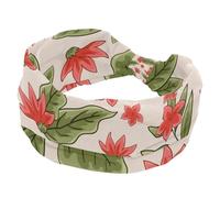 Fasce per capelli con motivo botanico con fiori rossi e foglie verdi, per donne e ragazze, morbida fascia elastica con nodo, fascia per capelli sportiva alla moda per allenamento, yoga, palestra