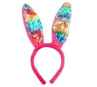 Fasce per capelli con orecchie di coniglio, con paillettes, colorate, a tema anime, per appassionati di film, per adolescenti, adulti, conigli, orecchie per donne, ragazze adulte, paillettes