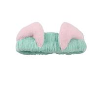 Fasce per capelli con orecchie di gatto, per donne e ragazze, in pile corallo, accessorio per capelli per la cura della pelle (verde)