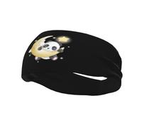 Fasce per capelli con panda e coniglio sulla luna, da uomo e da donna, antiscivolo, traspiranti, per palestra, basket, yoga.