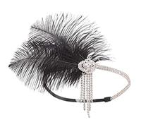 Fasce per capelli con piume, per cocktail, tè, feste, accessori per capelli anni '20, fascia per capelli con cristalli per donne