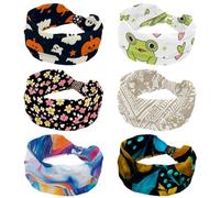 Fasce per capelli con rana con cuore, 6 pezzi, antiscivolo, per trucco, turbante, annodato, per allenamento, sport, yoga, corsa