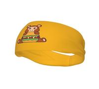 Fasce per capelli con scimmietta che mangia hamburger, per uomo e donna, antiscivolo, traspiranti, per palestra, basket, yoga