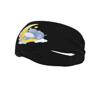 Fasce per capelli con simpatico ippopotamo sdraiato sulla luna, per uomo e donna, antiscivolo, traspiranti, per palestra, basket, yoga.