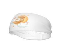 Fasce per capelli con simpatico orso che dorme sulla luna, per uomo e donna, antiscivolo, traspiranti, per palestra, basket, yoga.