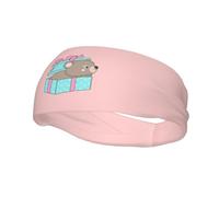 Fasce per capelli con simpatico orso graffiti seduto dentro una scatola regalo, per uomo e donna, antiscivolo, traspiranti, per palestra, basket, yoga.