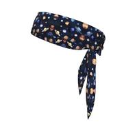 Fasce per capelli con stampa di pianeti, stelle e Via Lattea, elastiche, alla moda, con nodo, turbante, ideali per yoga e corsa.