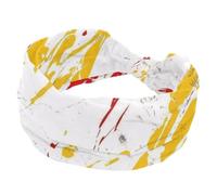 Fasce per capelli con texture marmorizzata gialla rossa e bianca, per donne e ragazze, morbida e larga, elastica con nodo, fascia per capelli sportiva alla moda per allenamento, yoga, palestra, corsa