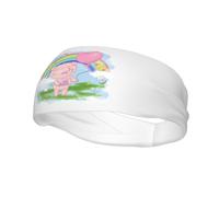 Fasce per capelli con un simpatico maialino su un arcobaleno, per uomo e donna, antiscivolo, traspiranti, per palestra, basket, yoga.