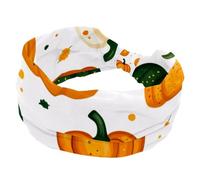 Fasce per capelli con zucca Happy Thanksgiving per donne e ragazze, morbida e larga, elastica con nodo, fascia per capelli sportiva alla moda per yoga, allenamento, palestra, corsa