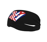 Fasce per capelli Cuore Bandiera americana e bandiera di Cuba Fascia per il sudore per donna Uomo-Fascia per yoga Fasce elastiche per capelli larghe per sport Fitness