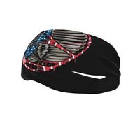 Fasce per capelli "Cuore infranto con i colori della bandiera americana", per uomo e donna, antiscivolo, traspiranti, per palestra, basket, yoga