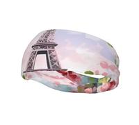 Fasce per capelli da corsa per uomo e donna, Torre Eiffel di Parigi, con fiori, fasce per il sudore, traspiranti, sportive, alla moda, per atletica, tennis, basket, corsa