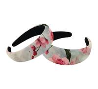 Fasce per capelli da donna, 2 pezzi, con parte superiore larga, turbante in velluto, fascia elastica per capelli con fiori di ciliegio rosa, alla moda, 2 dimensioni