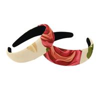 Fasce per capelli da donna, 2 pezzi, con parte superiore larga, turbante in velluto, fascia elastica per capelli, con lettere a forma di cuore rosa, motivo senza cuciture, alla moda, 2 dimensioni