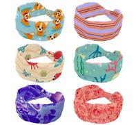 Fasce per capelli da donna, 6 pezzi, a righe, arancione, viola, larga, elastica, antiscivolo, fascia per il sudore, fascia per la testa per yoga, allenamento, sport, palestra, corsa, fitness