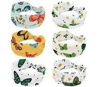 Fasce per capelli da donna, 6 pezzi, motivo floreale con farfalle verdi, morbide, elastiche, larghe, traspiranti, per corsa, sport, allenamento, viaggi