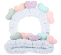 Fasce per capelli da donna a cuore 2 pezzi in stoffa blu | Elastiche e morbide, tengono i capelli lontani dal viso, comode per il bagno veloce, regalo per Natale e Thanksgiving