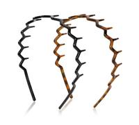 Fasce per capelli da donna a zigzag 2026, confezione da 2 fasce per capelli a forma di U, accessori per capelli antiscivolo, in plastica riciclata nera e tartaruga, fascia per capelli per lo styling e