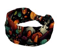 Fasce per capelli da donna, accessori morbidi per capelli, motivo castello di Halloween, fantasma, zucca, fasce elastiche larghe per allenamento, yaga, corsa, escursionismo, esercizio fisico