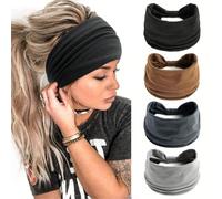 Fasce Per Capelli Da Donna Africane Boho Larga Fascia Per Capelli Annodati, Turbanti A Fascia Per Capelli Accessori Per Capelli Tagli Unica,4 pezzi neriPoliestere