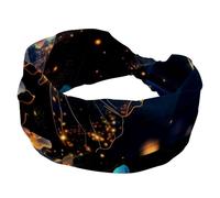 Fasce per capelli da donna, alla moda, a turbante, elastiche, larghe, con farfalla con fiori nel cielo stellato, senza scivolare, per allenamento sportivo