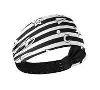 Fasce per capelli da donna antiscivolo, motivo a righe bianche e nere, sole, luna, stella, alla moda, elastico, per uso quotidiano, allenamento, basket, tennis