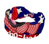 Fasce per capelli da donna, carlino natalizio con stelle e sfondo blu, fascia elastica per capelli, morbida fascia per capelli, turbante alla moda