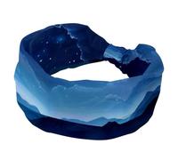 Fasce per capelli da donna, con cielo stellato, nuvole, luna, montagne, paesaggio, elastica, per yoga, allenamento, fascia morbida, turbante alla moda