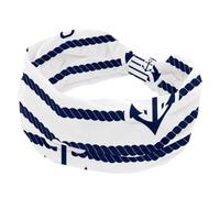 Fasce per capelli da donna, con corde di ancoraggio, a righe, colore blu navy, fascia elastica larga, antiscivolo, anti-umidità, per allenamento, yoga, palestra, corsa, fitness, sport