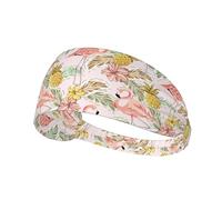 Fasce per capelli da donna, con fenicottero tropicale e ananas, elastiche, antiscivolo, per capelli da donna, per sport, corsa, atletica, yoga, palestra, tennis
