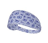 Fasce per capelli da donna, con fiori blu e bianchi, fascia per il sudore da donna, fascia traspirante per sport, corsa, atletica, yoga, palestra