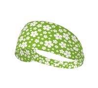 Fasce per capelli da donna, con fiori verdi e bianchi, fascia per il sudore da donna, fascia traspirante per sport, corsa, atletica, yoga, palestra