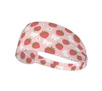 Fasce per capelli da donna, con grazioso papillon a fragola, fascia per il sudore per capelli, traspirante, per sport, corsa, atletica, yoga, palestra