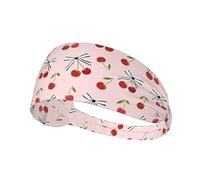 Fasce per capelli da donna, con grazioso papillon rosso con bacche rosse, fascia per il sudore, traspirante, per sport, corsa, atletica, yoga, palestra