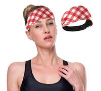 Fasce per capelli da donna con motivo a quadretti rossi e bianchi, design senza tempo, antiscivolo, per sport, yoga, viaggi, fitness, atletica, elastica, traspirante, per ragazze