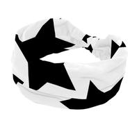 Fasce per capelli da donna con motivo a stelle nere con sfondo bianco, fascia elastica per la testa, antiscivolo, ampia fascia per capelli, turbante, per allenamento, yoga, sport, corsa