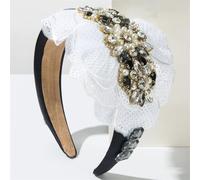 Fasce per capelli da donna con paillettes e strass, ampia fascia per capelli iridescente alla moda bianca