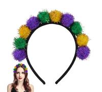 Fasce per capelli da donna con pompon, per feste, con palla sfocata, compatibilità versatile, divertente e morbida con palla arcobaleno, ornamento per capelli, cosplay alla moda per ragazze e donne