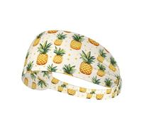 Fasce per capelli da donna con stampa a pois gialli con ananas, antiscivolo, elastiche, per capelli, traspiranti, per sport, corsa, tennis, atletica, palestra, yoga