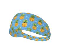 Fasce per capelli da donna, con stampa di ananas, colore azzurro cielo, elastiche, traspiranti, per sport, corsa, atletica, palestra, yoga, tennis