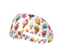 Fasce per capelli da donna con stampa di gelato e frutta colorata, antiscivolo, elastica, per capelli, traspirante, per sport, corsa, tennis, atletica, palestra, yoga