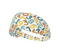 Fasce per capelli da donna, con stampa di numeri matematici in stile cartone animato, fascia per il sudore da donna, traspirante, per sport, corsa, atletica, yoga, palestra