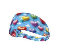 Fasce per capelli da donna, con stampa di palloncini colorati a forma di cuore, elastiche, traspiranti, per sport, corsa, atletica, palestra, yoga, tennis